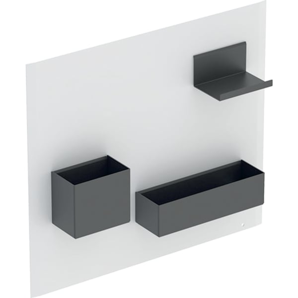 GEBERIT Magnetická tabule Geberit s úložnými přihrádkami Magnetická tabule: bílá/prášková barva matná Odkladací magnety: láva/prášková barva matná #500.649.01.2