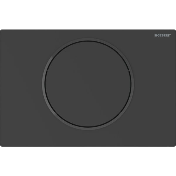GEBERIT Ovládání WC Geberit elektronické, napájení z baterie, pro splachovací nádržku pod omítku Sigma 12 cm, s ovládacím tlačítkem Sigma10, Round, pro podpěru, manuální Deska a ovládací tlačítko: černý lakovaný mat, s povrchovou úpravou easy-to-clean Designový kroužek: černý #115.864.16.6