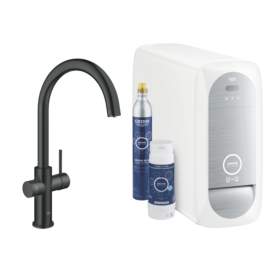 GROHE Blue Home Startovní sada s výpustí ve tvaru C velvet black - černá #31455KS1