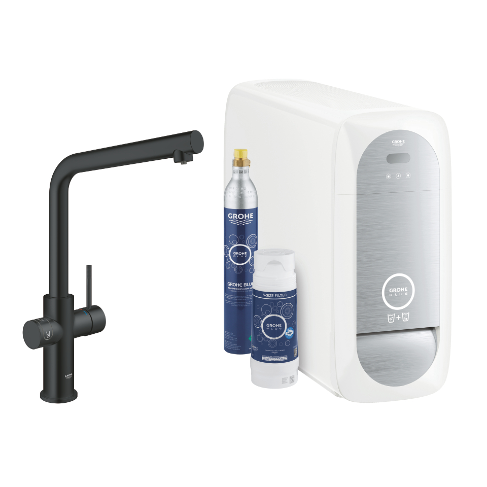 GROHE Blue Home Startovní sada s výpustí ve tvaru L velvet black - černá #31454KS1