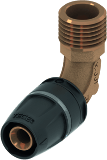 TECE Úhlová přípojka s vnějším závitem TECElogo-Push, rozměry 25 x R 1", červená mosaz / Si-bronz #8713306