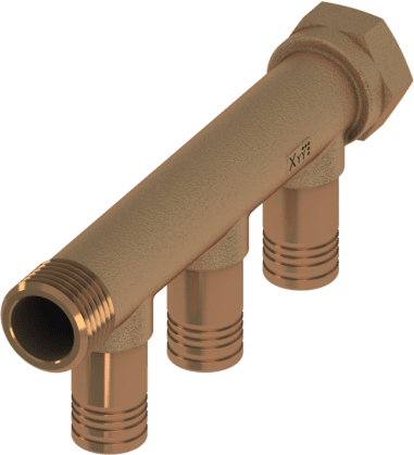 TECE Univerzální 3cestný rozdělovač TECElogo-Push, rozměry 20 x 3/4", červená mosaz / Si-bronz #8733003