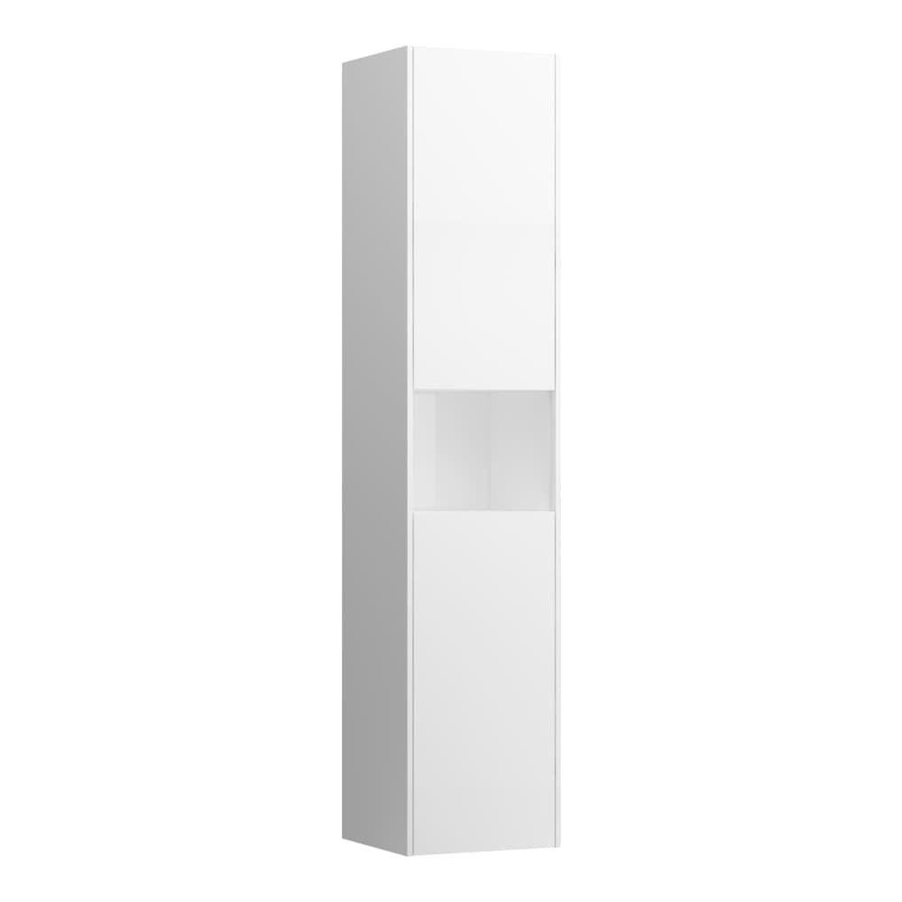 LAUFEN BASE Vysoká skříňka, 2 dvířka a otevřená police, závěsy dvířek vlevo (bočnice korpusu s výřezem) 350 x 335 x 1650 mm #H4027011102601 - 260 - Bílá mat