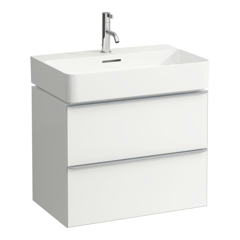 LAUFEN SPACE Skříňka pod umyvadlo, 2 zásuvky, včetně instalačního setu H491140, pro umyvadlo H810284, 650 mm 635 x 410 x 520 mm #H4101621601031 - 103 - Tmavý jilm, úchyt hliník černá mat