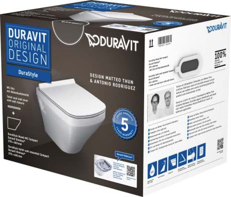 DURAVIT WC set závěsný Compact 457109 Design by Matteo Thun & Antonio Rodriguez #45710900A1 - © Barva 00, Rozměry krabice: 401x430x525 mm 370 x 480 mm