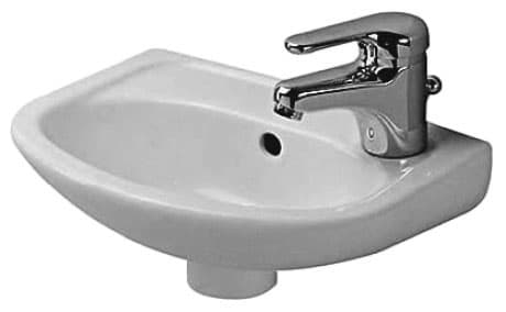 DURAVIT Umývátko Duraplus Compact 079735 #0797354700 - ## Barva 00, Bílá Vysoký lesk, Počet míst pro mytí: 1 Uprostřed, Počet předpíchnutých otvorů pro baterii: 2 365 x 265 mm