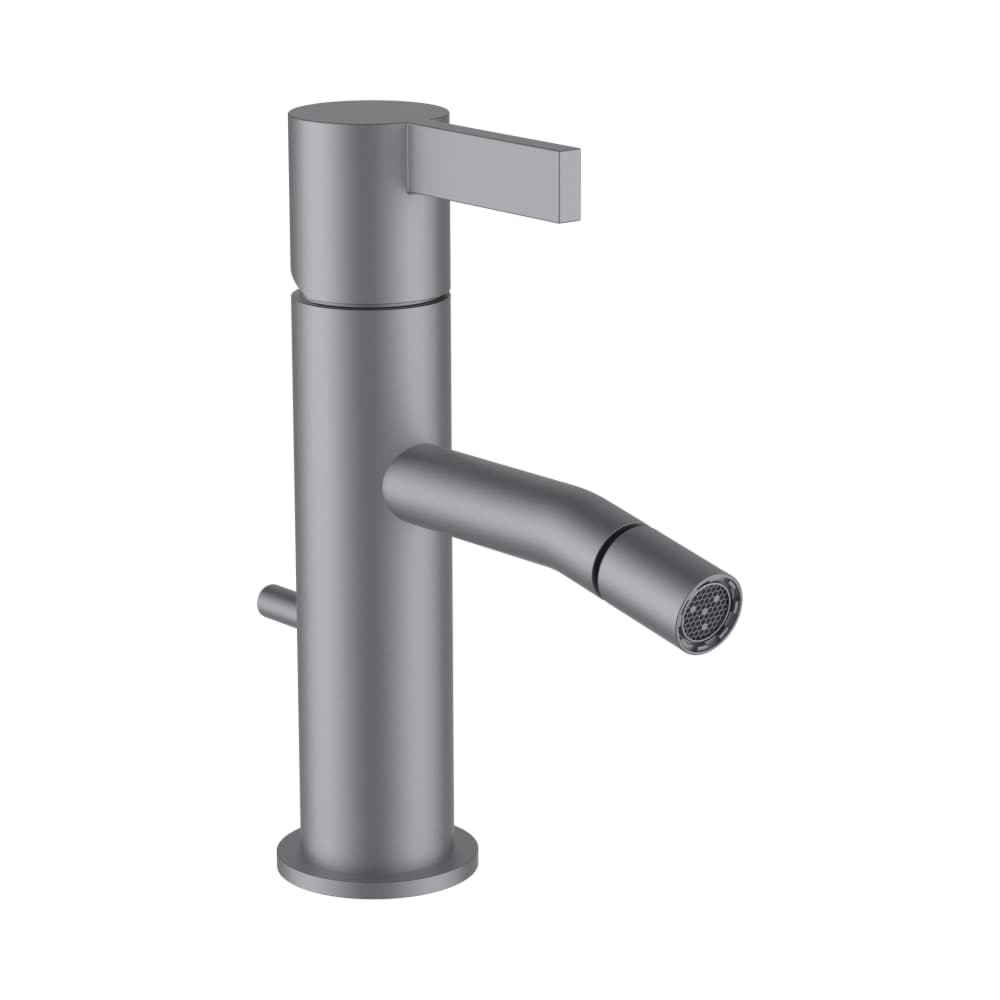 LAUFEN Kartell LAUFEN Bidetová stojánková páková baterie, pevný výtok 110 mm, průtok 5,3 l/min, s ovládáním táhla automatické výpusti, bez automatické výpusti, PVD inox kartáčovaná ocel #H3413310901031