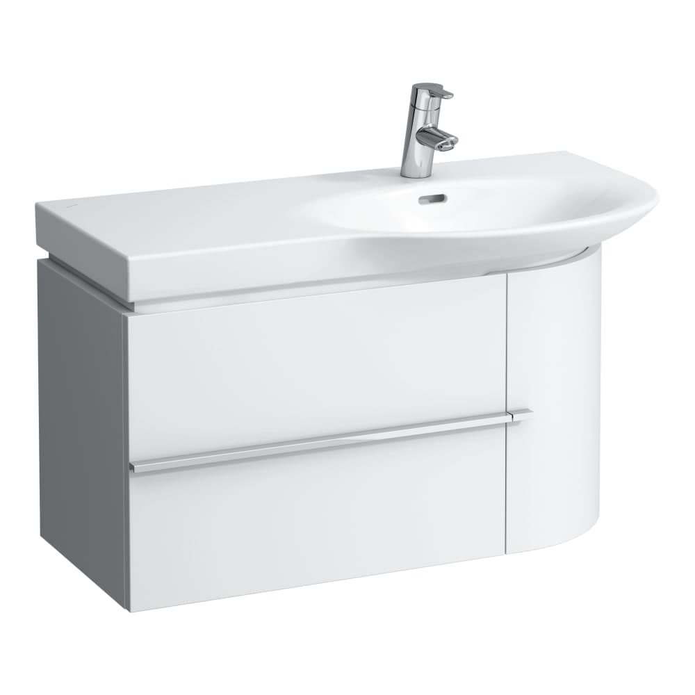 LAUFEN CASE Skříňka pod umyvadlo, s odkl. plochou vlevo, včetně montážní sady 491206, 492605, prostorově úsporného sifonu 894240, pro umyvadlo 816701, 2 zásuvky 840 x 375 x 450 mm #H4015020754751 - 475 - Bílá lesklá