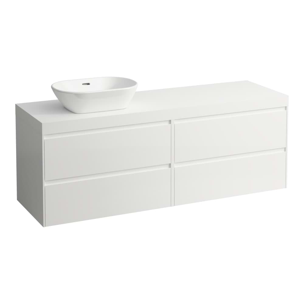 LAUFEN LANI Modulární sestava 1600, umyvadlová deska 65 mm (.260 bílá mat), s výřezem vlevo, se 4 zásuvkami: zásuvkový element 800 pravý + zásuvkový element 800 levý 1570 x 495 x 580 mm #H4045921122671 - 260 - Bílá mat
