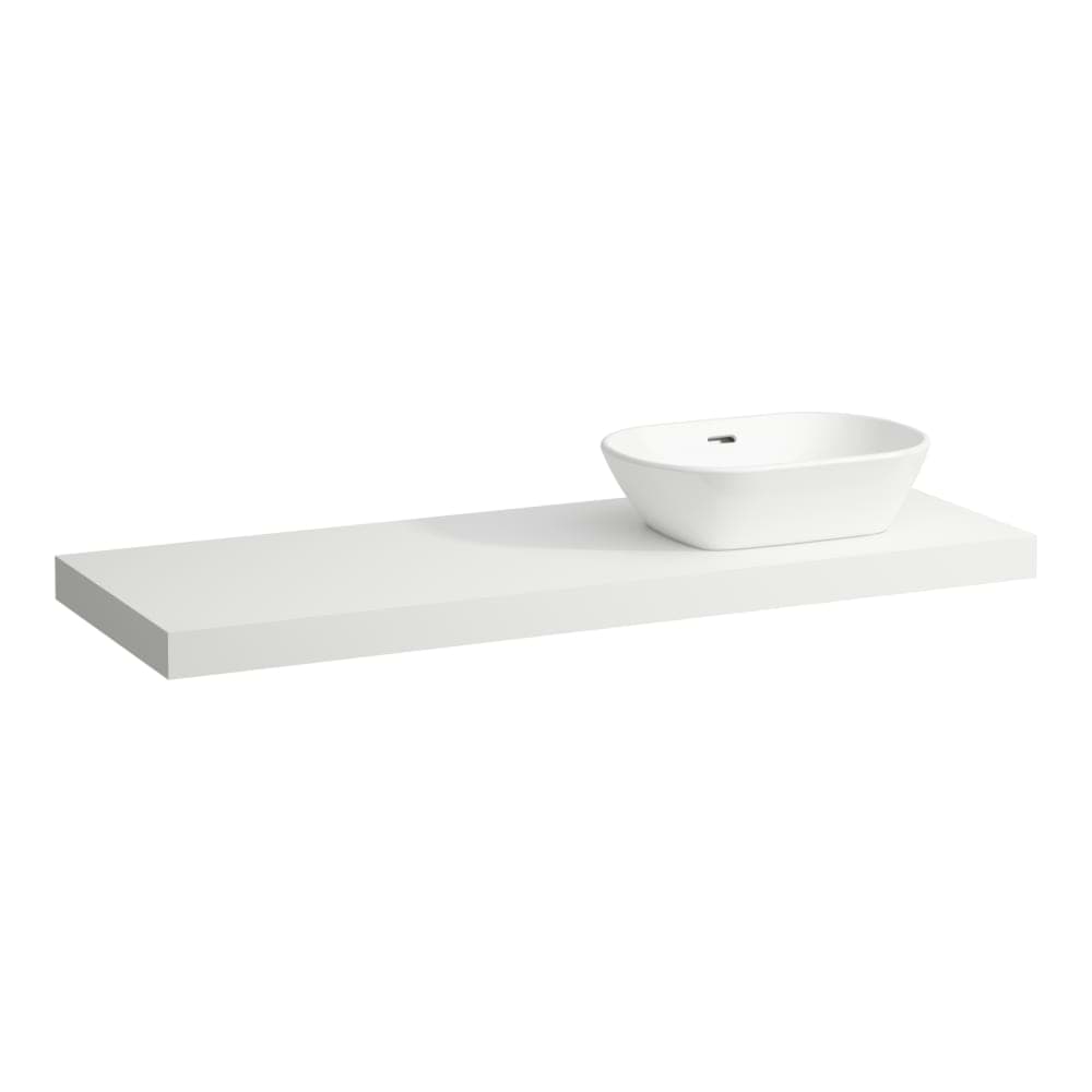 LAUFEN LANI Umyvadlová deska 1400, s výřezem vpravo, tloušťka: 65 mm, vč. 3 nástěnných držáků 1370 x 495 x 65 mm #H4046831122601 - 260 - Bílá mat