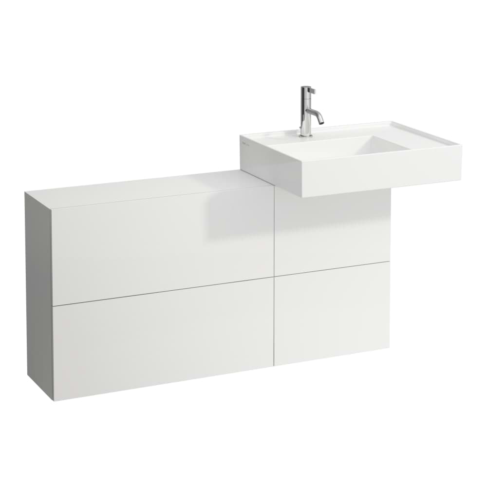 LAUFEN Kartell LAUFEN Skříňka pod umyvadlo s dvířky a dvěma výklopy, umyvadlo vpravo 1200 x 270 x 610 mm #H4082920336451 - 645 - Šedomodrá