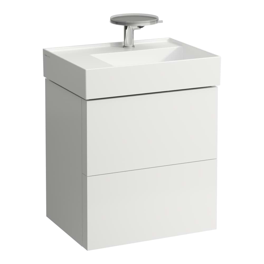 LAUFEN Kartell LAUFEN Skříňka pod umyvadlo, se 2 zásuvkami, včetně organizéru, s prostorově úsporným sifonem pro umyvadlo H810335 580 x 450 x 600 mm #H4075680336421 - 642 - Břidlicově šedá