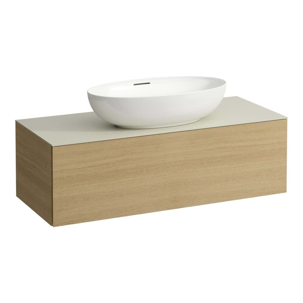 LAUFEN ILBAGNOALESSI Zásuvkový element 1200, s jednou zásuvkou, s výřezem uprostřed, s vrchní deskou Calce Avorio, pro umyvadlo H818975/6, H818977/8 1200 x 500 x 370 mm #H4313110976301 - 630 - Noce canaletto - Dřevěná dýha