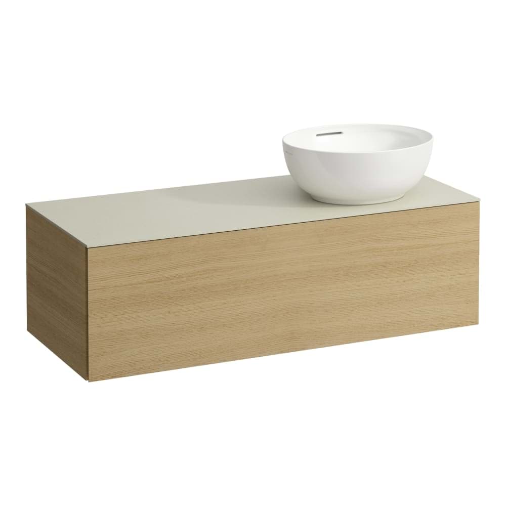 LAUFEN ILBAGNOALESSI Zásuvkový element 1200, s jednou zásuvkou, s výřezem vpravo, s vrchní deskou Calce Avorio, pro umyvadlo H818975/6, H818977/8 1200 x 500 x 370 mm #H4313130976301 - 630 - Noce canaletto - Dřevěná dýha