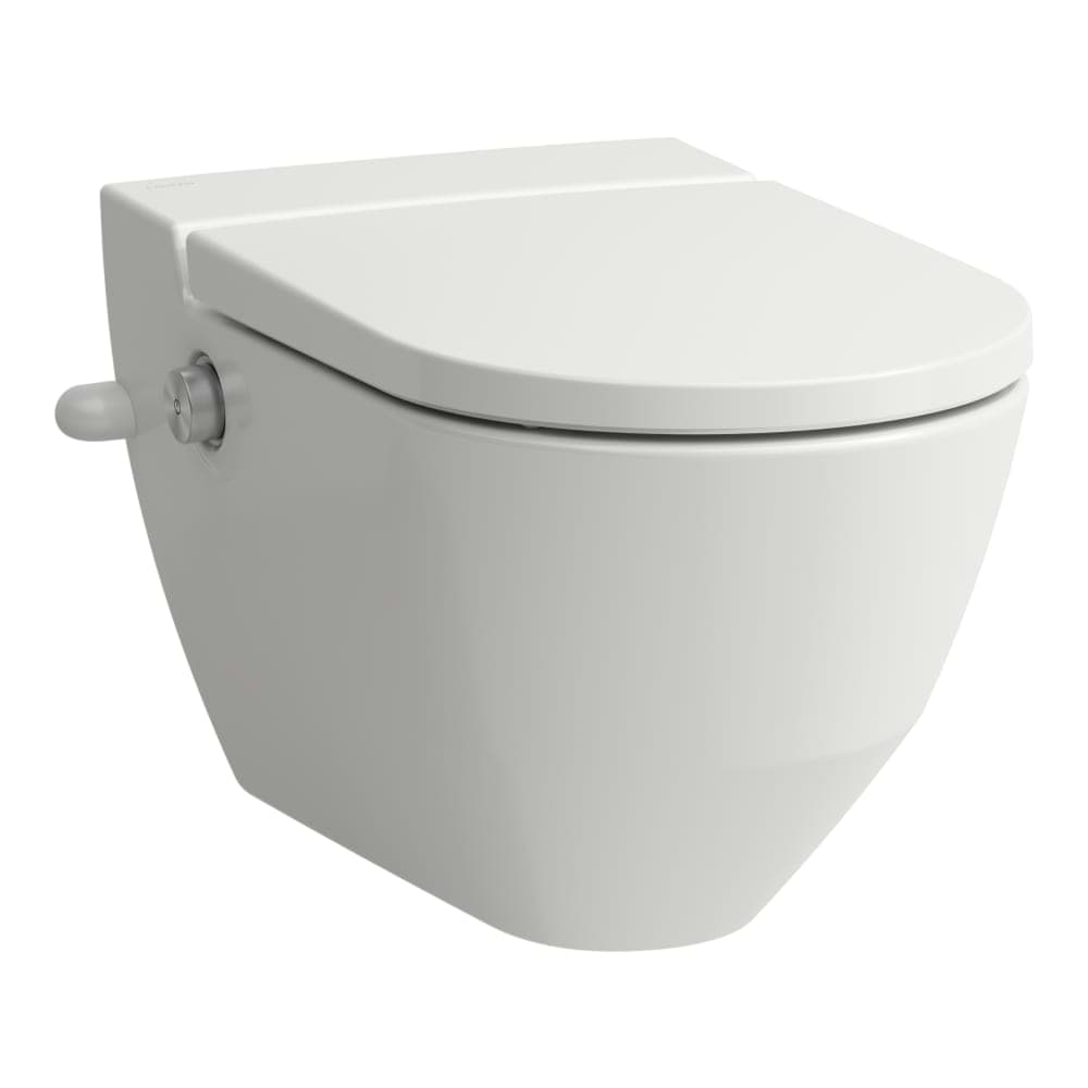 LAUFEN CLEANET NAVIA Klozet se sprškou 'rimless', závěsný, hluboké splachování, bez oplachového kruhu, včetně sedátka s poklopem, odnímatelné, zpomalovací sklápěcí systém 580 x 370 x 380 mm #H8206014007171