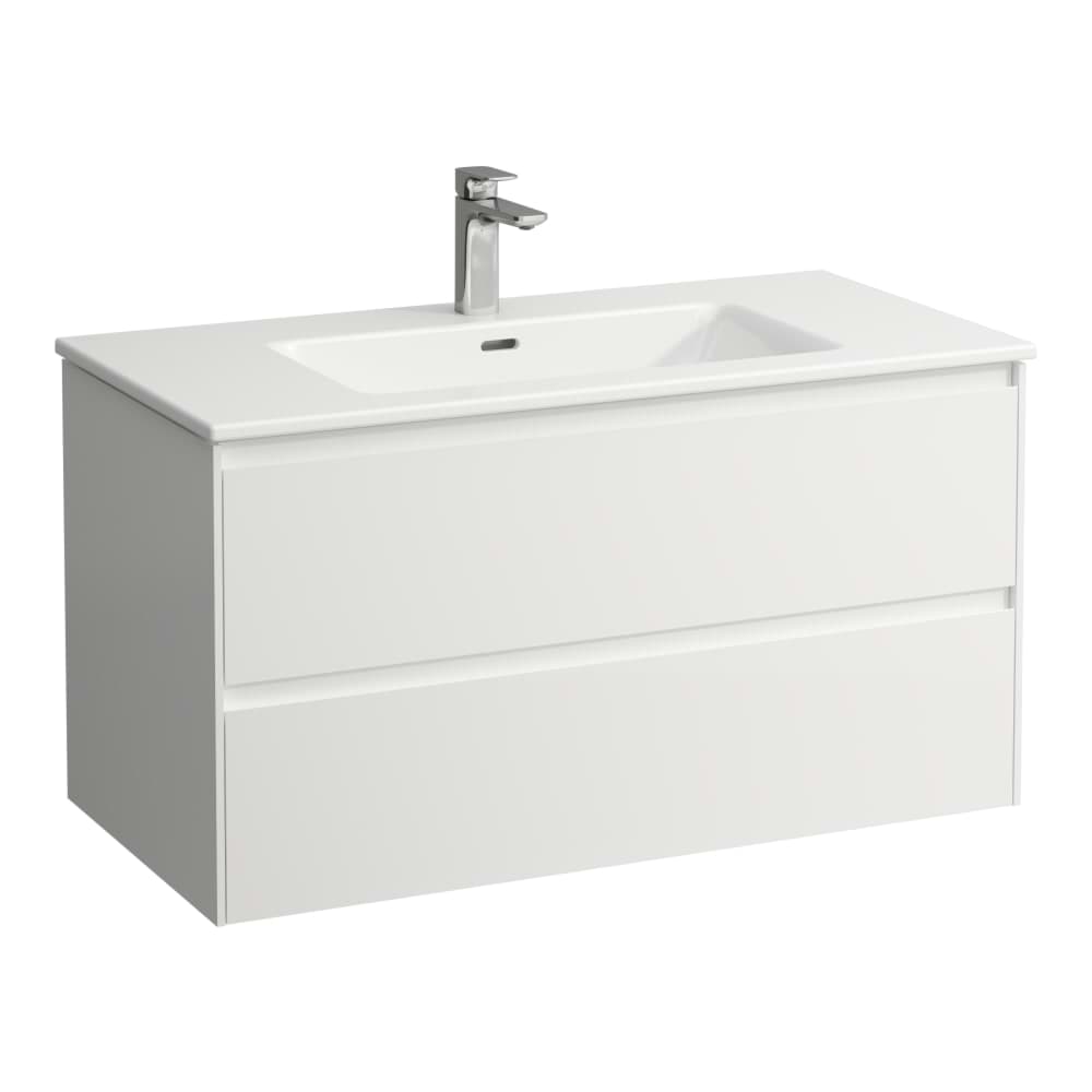 LAUFEN Umyvadlo 'slim' se skříňkou 1000 mm, se 2 zásuvkami, vč. dělícího systému do zásuvek 1000 x 500 x 535 mm #H8649672601041 - 260 - Bílá mat