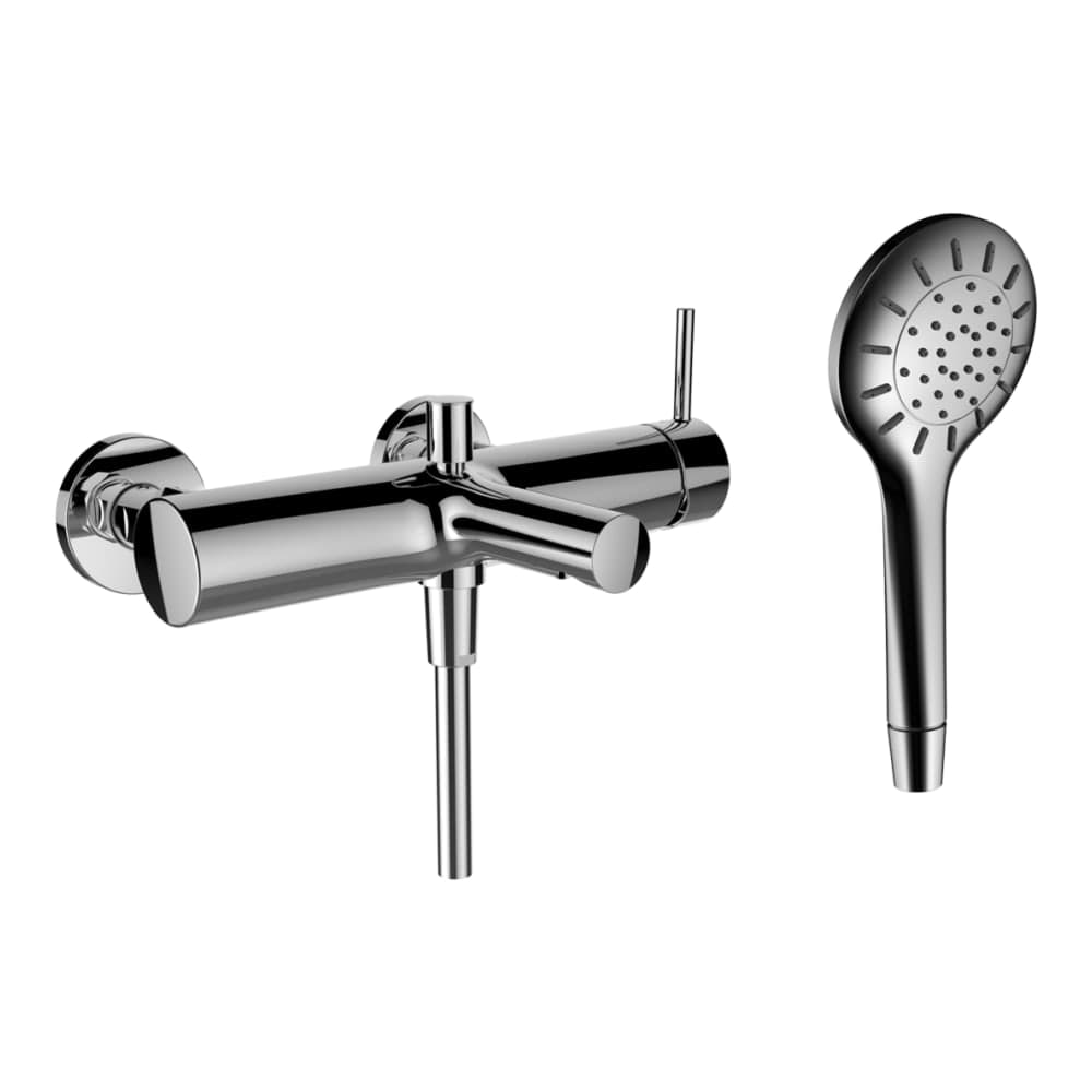 LAUFEN TWINPLUS Vanová nástěnná páková baterie, se sprchovou syntetickou hadicí 1500 mm a ruční sprchou MyTwin100, chrom #HF905460100600