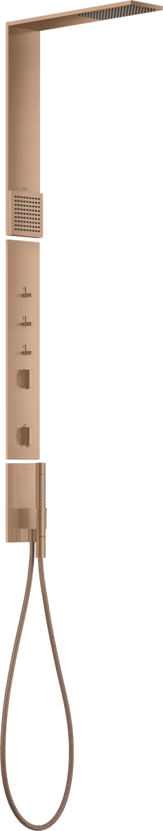 HANSGROHE AXOR ShowerComposition Sprchový panel s termostatem, horní sprcha 110/220 1jet a šíjová sprcha #12595310 - kartáčované červené zlato