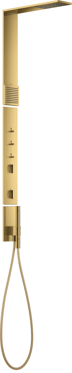 HANSGROHE AXOR ShowerComposition Sprchový panel s termostatem, horní sprcha 110/220 1jet a šíjová sprcha #12595990 - leštěný vzhled zlata