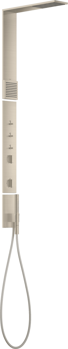 HANSGROHE AXOR ShowerComposition Sprchový panel s termostatem, horní sprcha 110/220 1jet a šíjová sprcha #12595820 - kartáčovaný nikl
