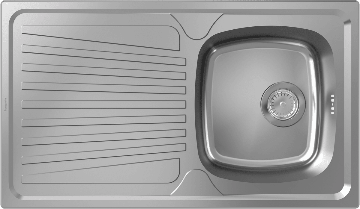 HANSGROHE S21 S210-A342 86 Vestavný dřez 342 s odkapávačem a ručním výsuvným odpadem #43372800 - nerezová ocel