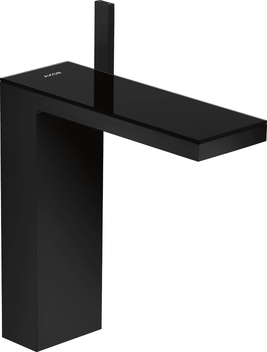 HANSGROHE AXOR MyEdition Páková umyvadlová baterie 230 pro umyvadlové mísy s odtokovou soupravou Push-Open #47020670 - matná černá/černé sklo