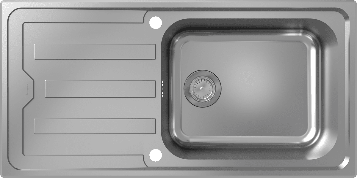 HANSGROHE S44 S440-A500 100 Vestavný dřez 500 s odkapávačem a automatickým výsuvným odpadem #43367800 - nerezová ocel