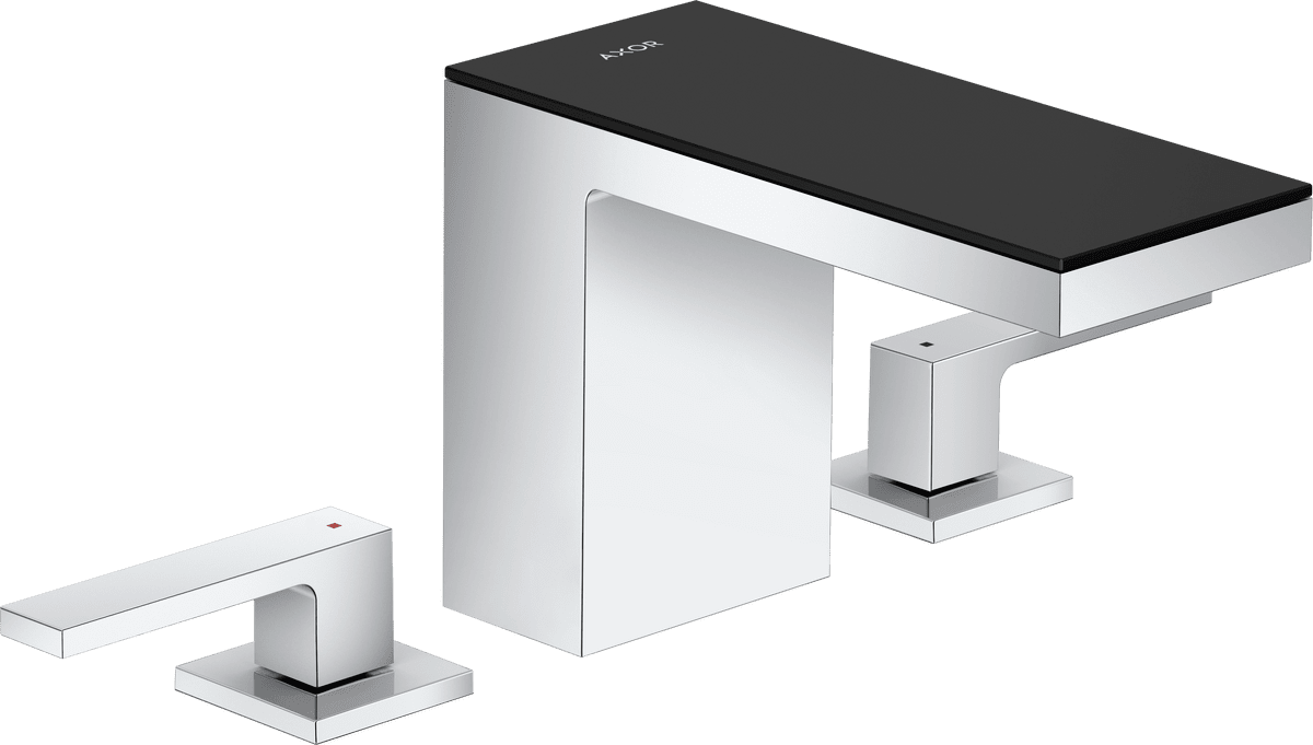 HANSGROHE AXOR MyEdition 3otvorová umyvadlová baterie 110 s odtokovou soupravou Push-Open #47070600 - chrom/černé sklo