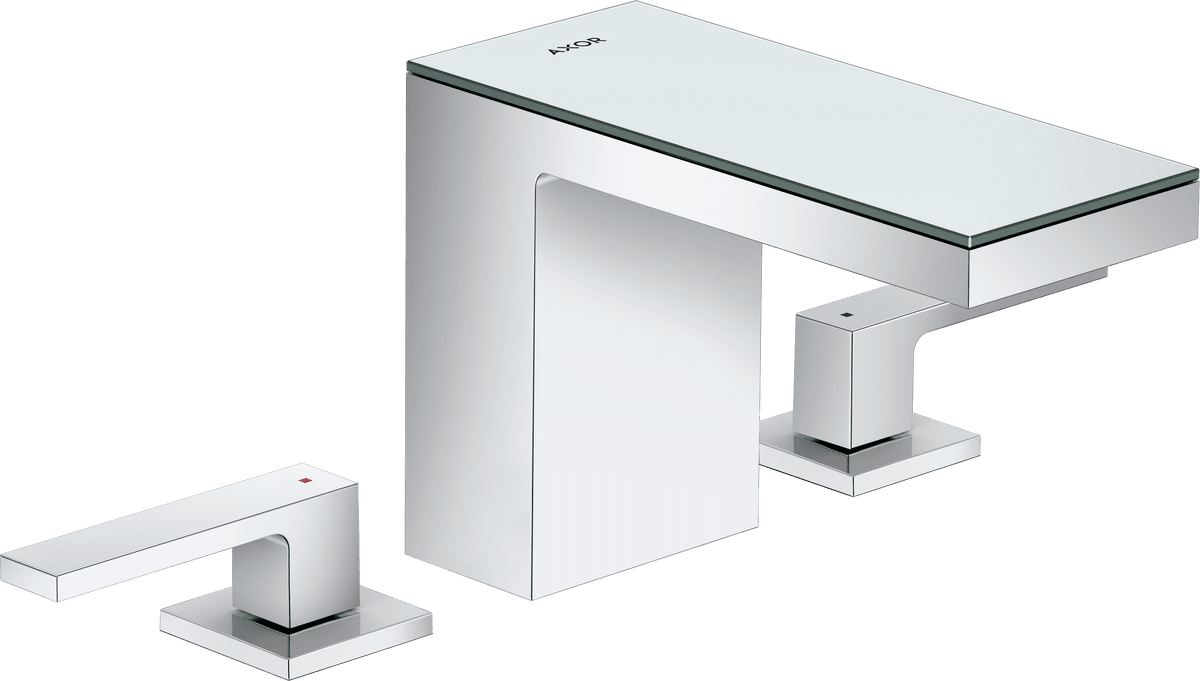 HANSGROHE AXOR MyEdition 3otvorová umyvadlová baterie 110 s odtokovou soupravou Push-Open #47070000 - chrom/zrcadlové sklo