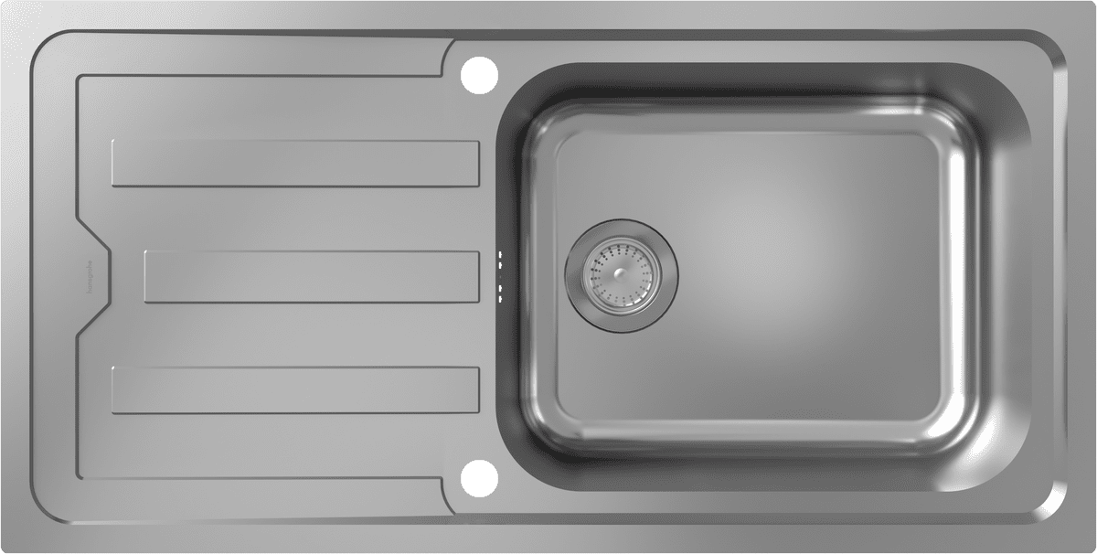 HANSGROHE S44 S440-F500 100 Vestavný dřez 500 s odkapávačem a automatickým výsuvným odpadem #43371800 - nerezová ocel