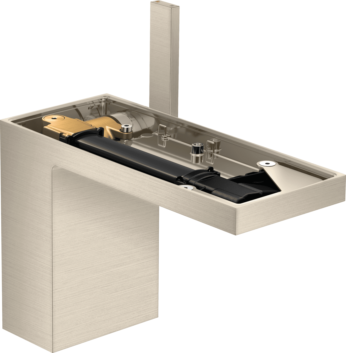 HANSGROHE Jednopáková umyvadlová baterie AXOR MyEdition 110 s push-open výsuvným odpadem bez desky #47032820 - kartáčovaný nikl