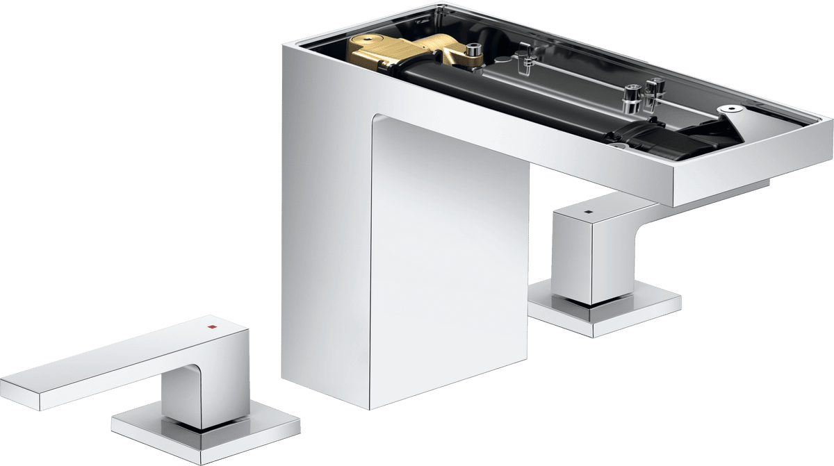 HANSGROHE AXOR MyEdition 3otvorová umyvadlová baterie 110 s odtokovou soupravou Push-Open, bez destičky #47072000 - chrom