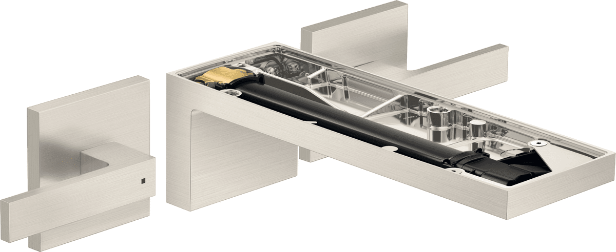 HANSGROHE AXOR MyEdition 3otvorová podomítková umyvadlová baterie pro montáž na stěnu s výtokem 221 mm, bez desky #47082800 - nerezová ocel Optic