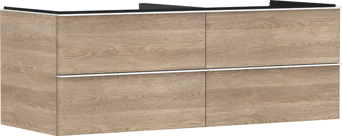 HANSGROHE Xelu Q Skříňka pod umyvadlo přírodní dub 1360/550 se 4 zásuvkami pro desku s výřezem uprostřed #54088700 - přírodní dub
