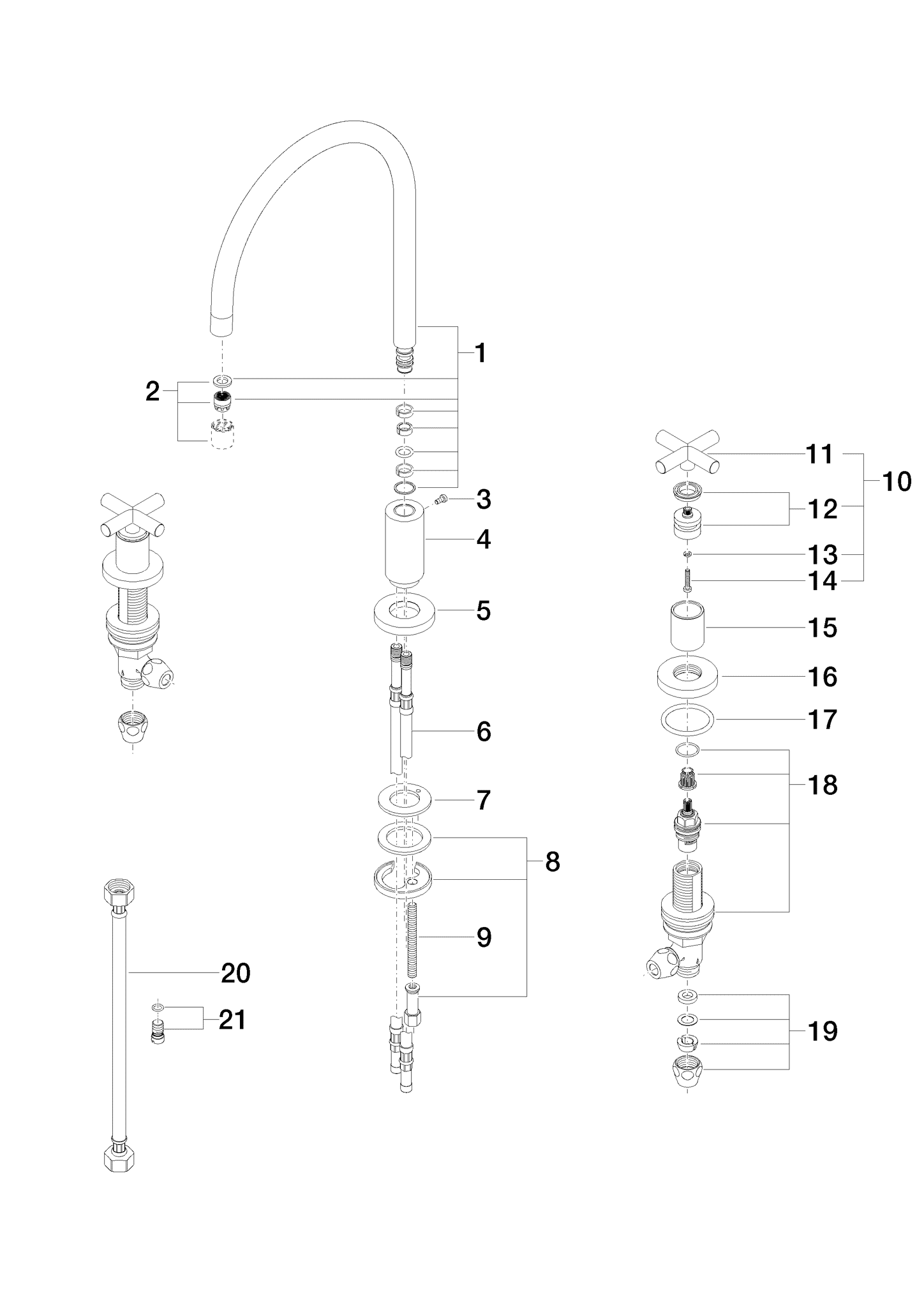 DORNBRACHT Tříotvorová baterie TARA - platina #20815892-08