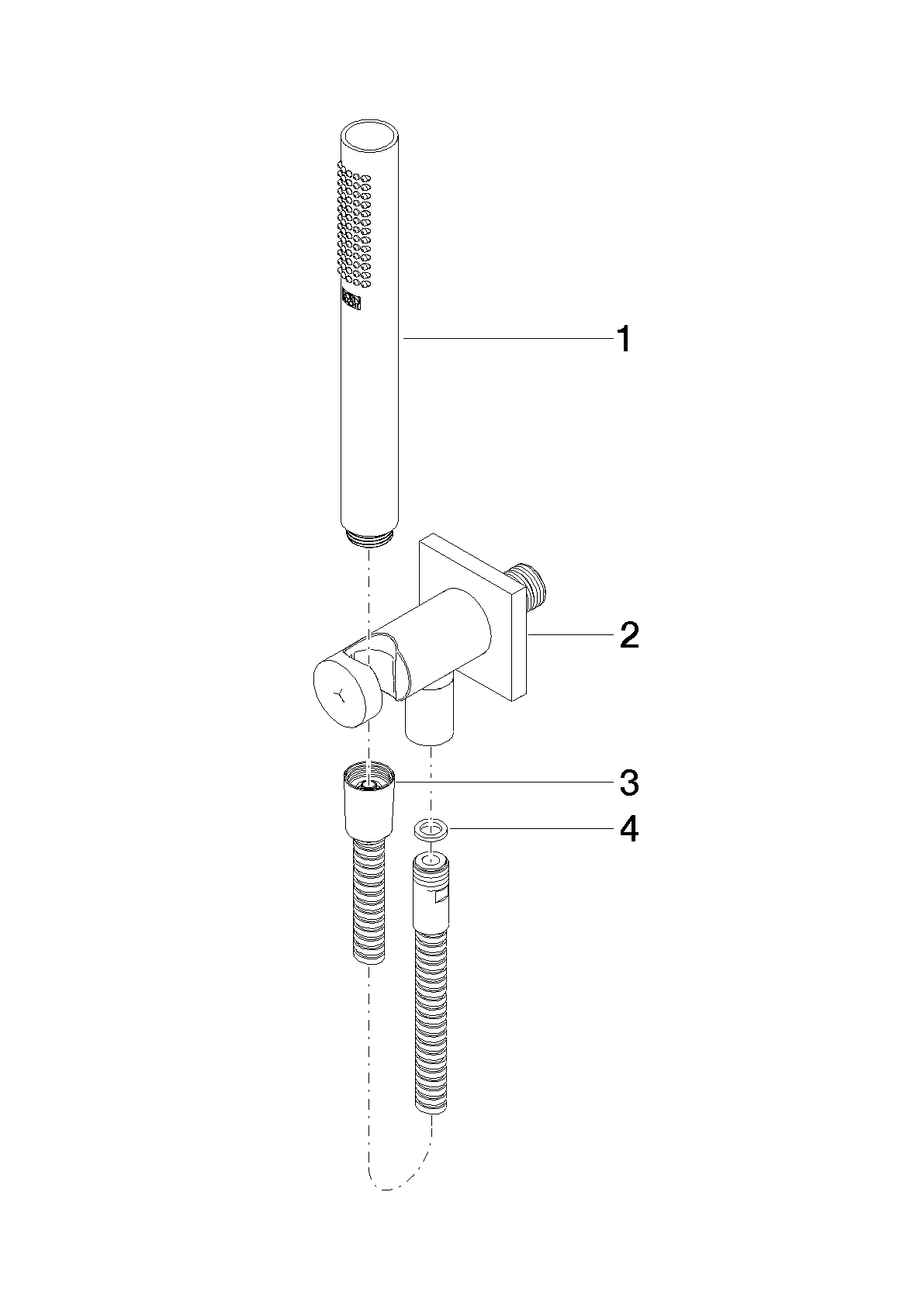 DORNBRACHT Sprchový set s hadicí a integrovaným držákem sprchy - Dark Platinum kartáčovaný #27802970-99