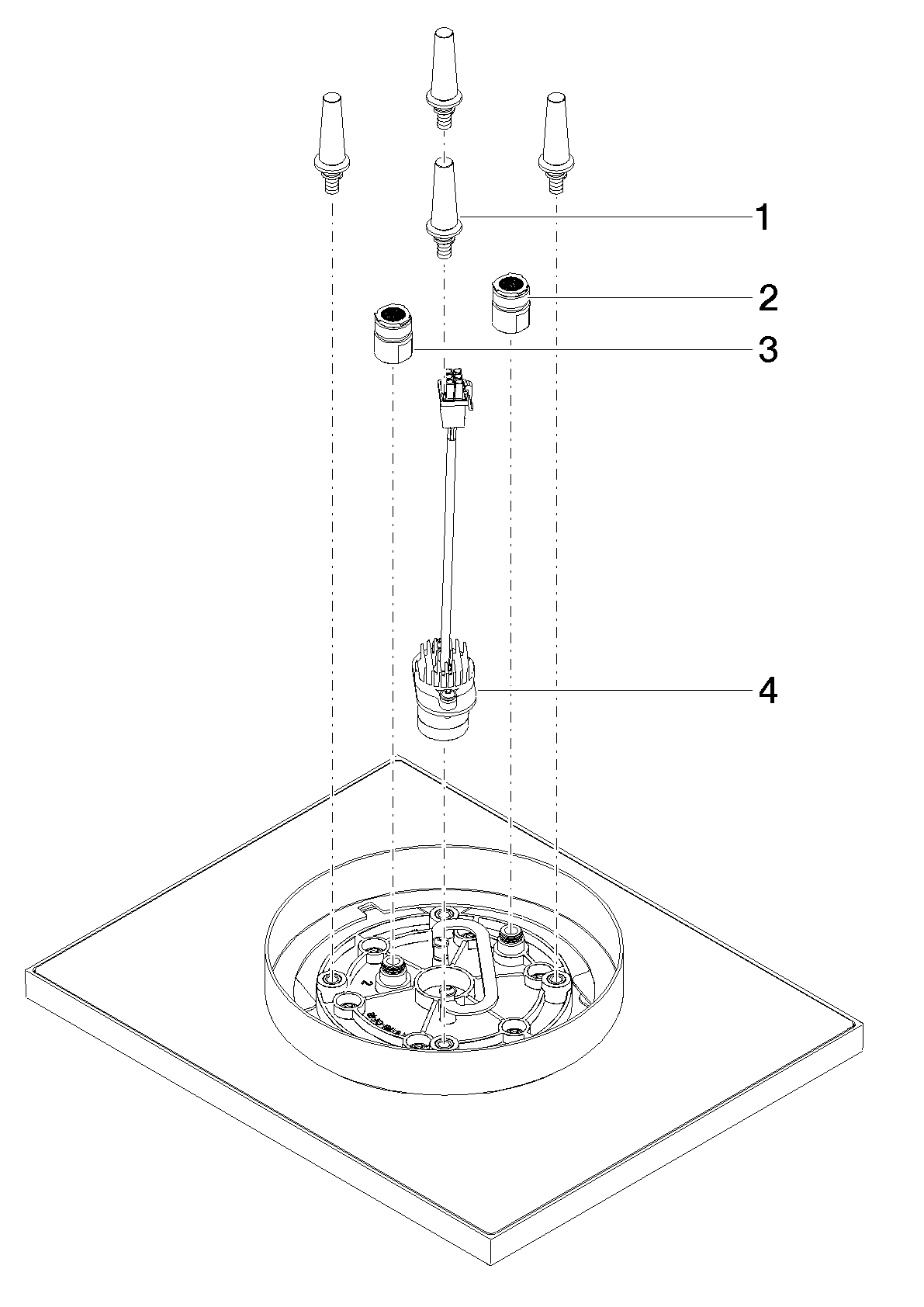 DORNBRACHT Dešťová sprcha pro připojení ke stropu s osvětlením 300 x 240 mm - kartáčovaná platina #28042980-06