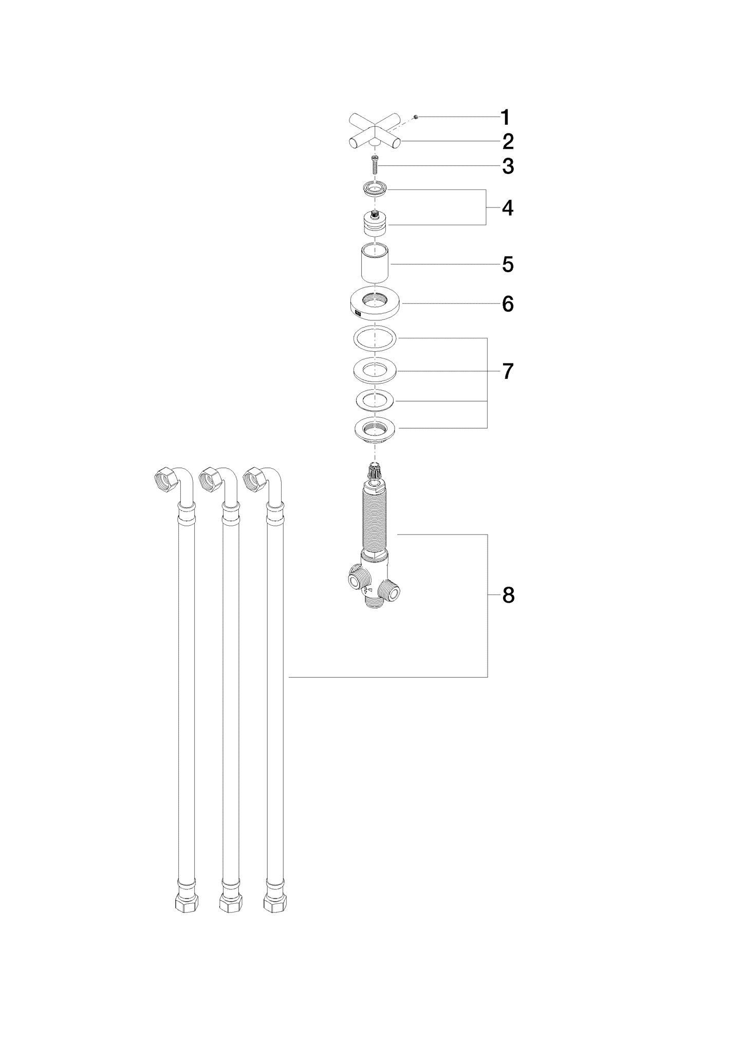 DORNBRACHT Dvoucestný přepínač TARA pro instalaci na okraj vany nebo na obklad - broušený chrom #29140892-93