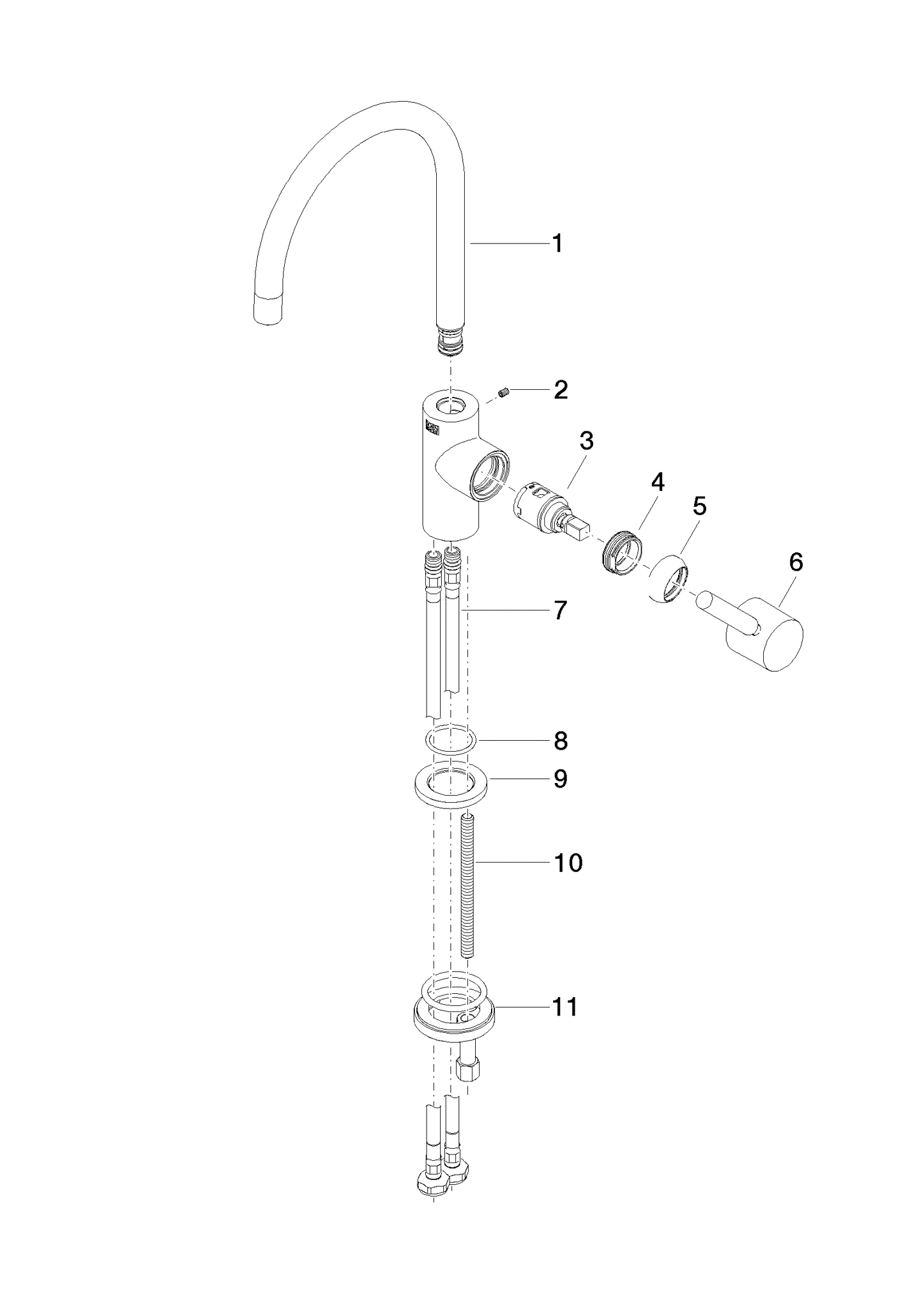 DORNBRACHT Jednopáková baterie TARA BAR TAP - Champagne (22kt zlato) #33805888-47