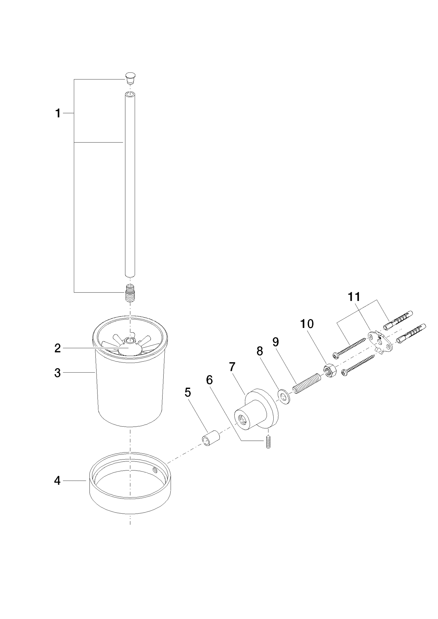 DORNBRACHT Sada WC štětek TARA, nástěnný model - černá matná #83900892-33