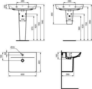 IDEAL STANDARD CONNECT AIR - Nástěnný sloupek 180x280x340 mm v bílé barvě - IdealPlus #E0309MA - Bílá (Alpine) s Ideal Plus, obrázek 6