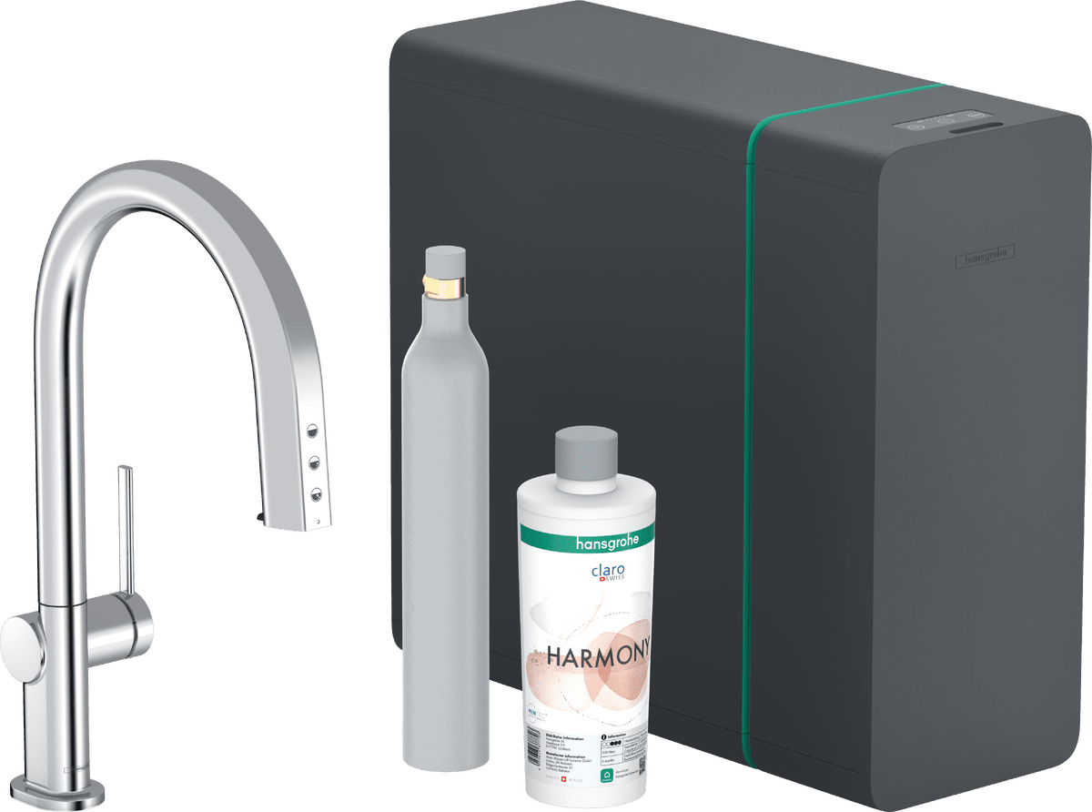 HANSGROHE Aqittura M91 SodaSystem 210, výsuvná hubice, 1jet, sBox lite, startovací sada #76839000 - chrom
