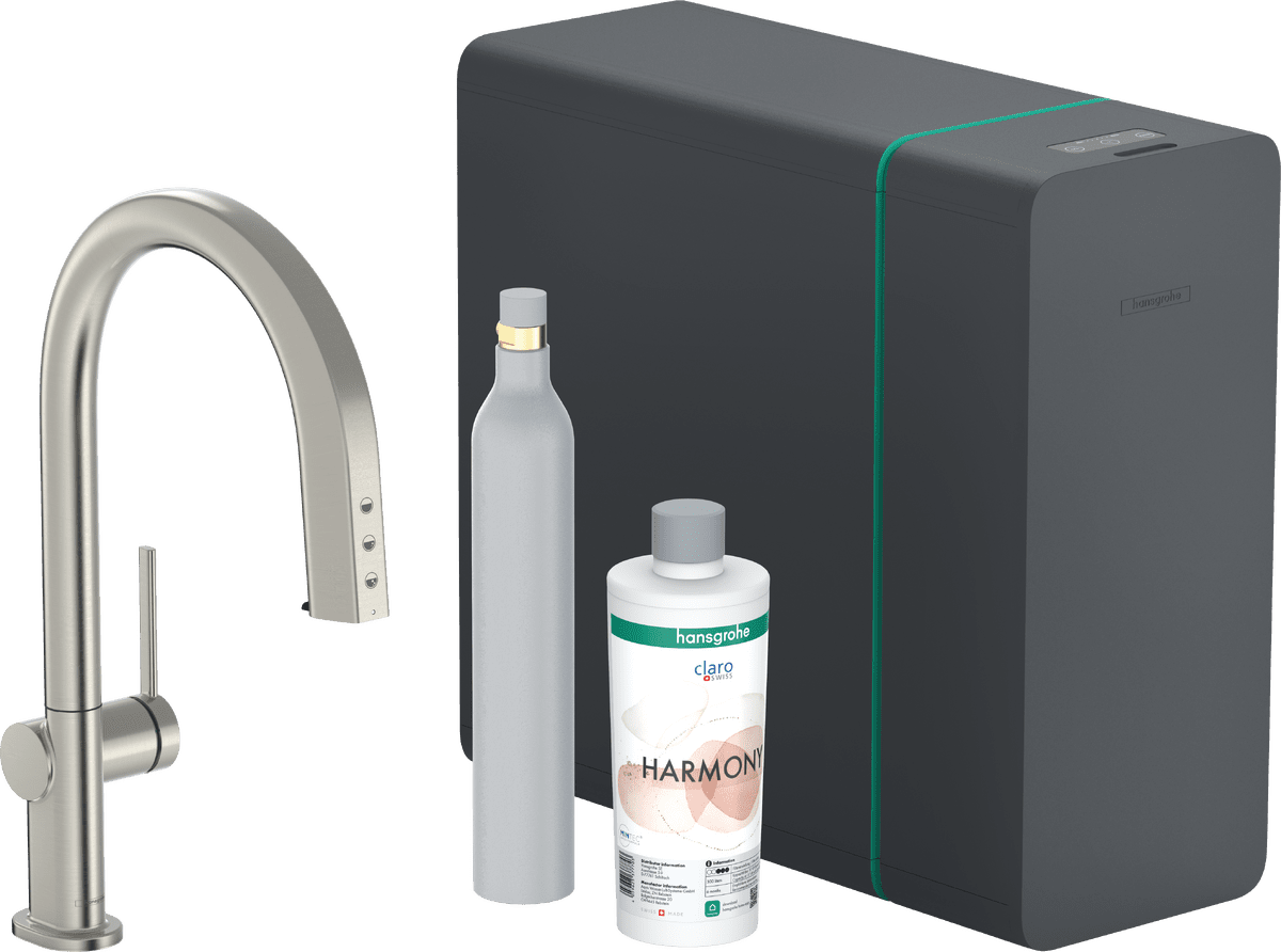 HANSGROHE Aqittura M91 SodaSystem 210, výsuvná hubice, 1 tryska, sBox lite, startovací sada #76839800 - nerezová ocel Optic