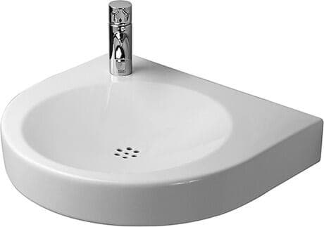 DURAVIT Umyvadlo Vital Med 044358 Design by Prof. Frank Huster #0443580008 - #+ Barva 00, Bílá Vysoký lesk, Počet míst pro mytí: 1 Uprostřed, Počet předpíchnutých otvorů pro baterii: 1, Pozice dávkovače mýdla: Vpravo 575 x 520 mm