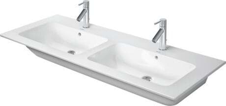 DURAVIT Dvojumyvadlo 233613 Design by Philippe Starck _ p__p Barva AA, Bílá Vysoký lesk, DuraShield, Počet míst pro mytí: 2 Vlevo, Vpravo, Počet otvorů pro armaturu na jednom umyvadle: 1 Uprostřed 1300 x 490 mm #2336133200