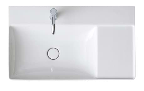 DURAVIT Umyvadlo 234880 Design by Duravit #23488000411 - p Barva 00, Bílá Vysoký lesk, Obdélníkový, Počet míst pro mytí: 1 Vlevo, Počet otvorů pro armaturu na jednom umyvadle: 1 Uprostřed 800 x 470 mm