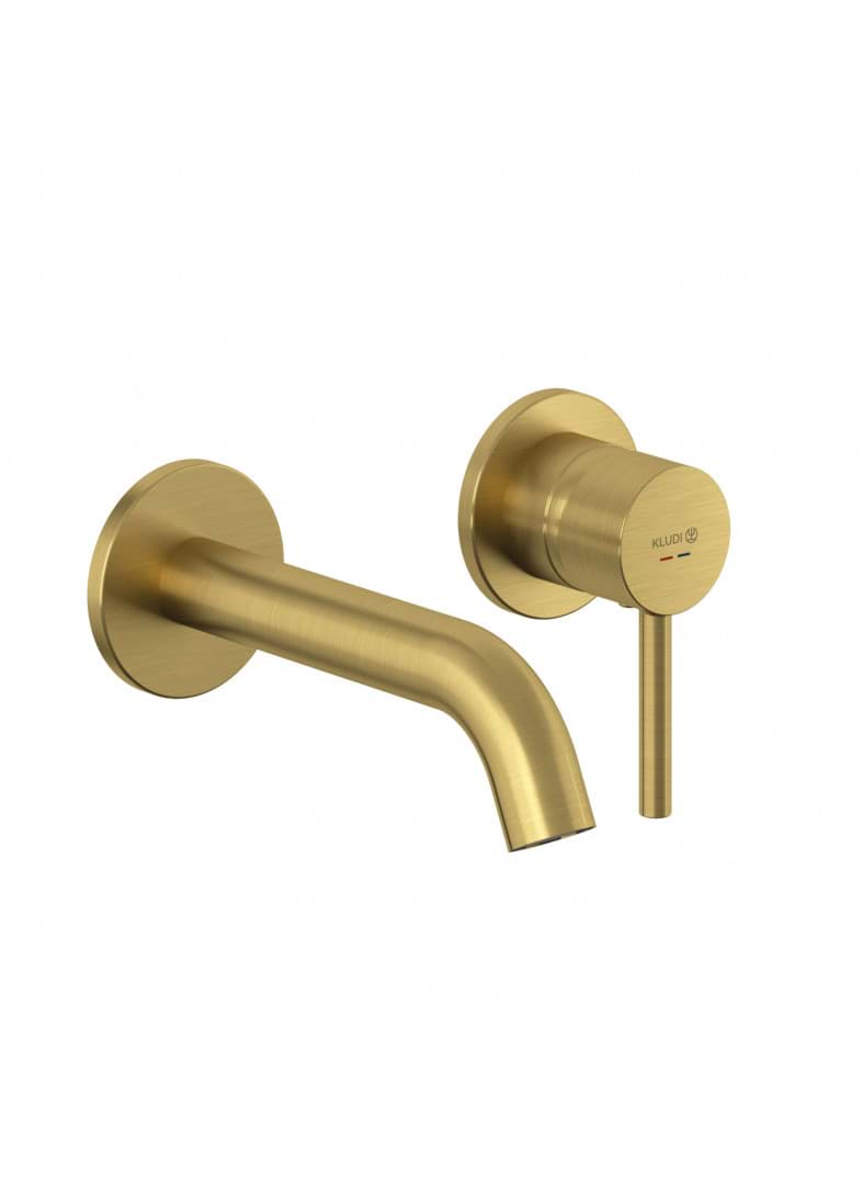 KLUDI Skrytá nástěnná jednopáková umyvadlová baterie se dvěma otvory #38244N076 - Brushed Gold