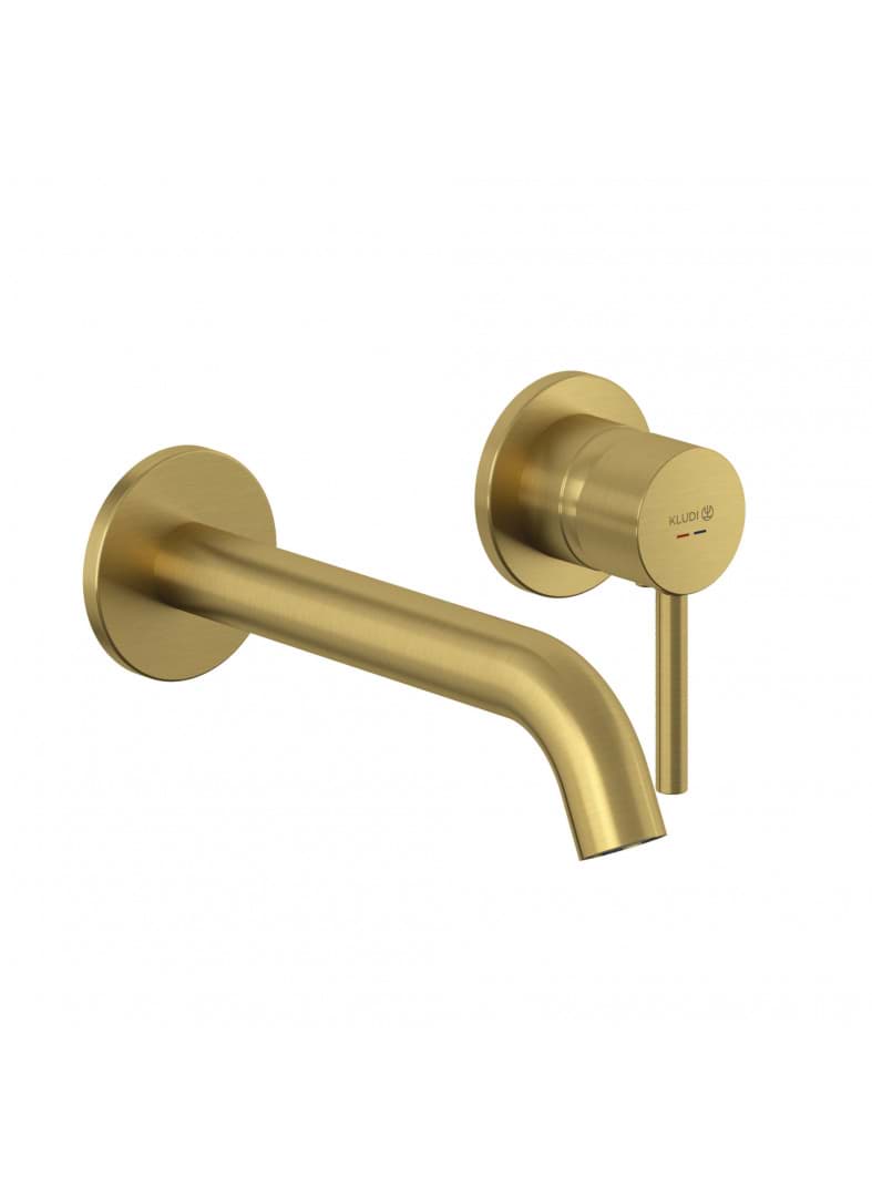 KLUDI Skrytá nástěnná jednopáková umyvadlová baterie se dvěma otvory #38245N076 - Brushed Gold