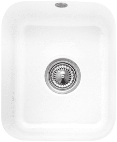 VILLEROY BOCH Dřez Cisterna 45 pod omítku, včetně odtokové soupravy s ručním ovládáním, upevňovací sada, z keramiky, 370 x 435 mm, bílá Alpine CeramicPlus #670401R1