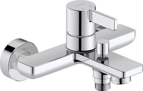 DURAVIT Páková vanová baterie nástěnná DE5230000 Design by Bertrand Lejoly #DE5230000010 - Barva 10, Druh připojení: S-přípojení, 1/2", Rozchod: 150 mm ± 20 mm, Třída hluku: II 208 x 136 mm